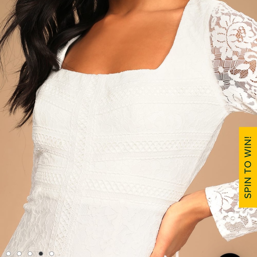 BRAND NEW W TAGS GORGEOUS WHITE LONG SLEEVE OPEN BACK LULUS WOMENS DRESS (S:L) - Picture 6 of 9